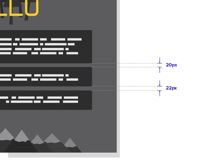 Example showing similar spacing where one differs by a few pixels.