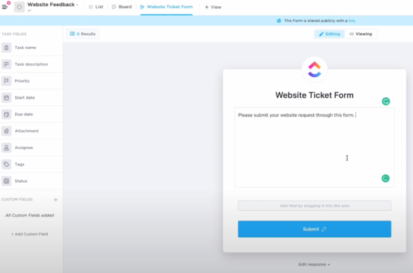 Support Ticket Form Name