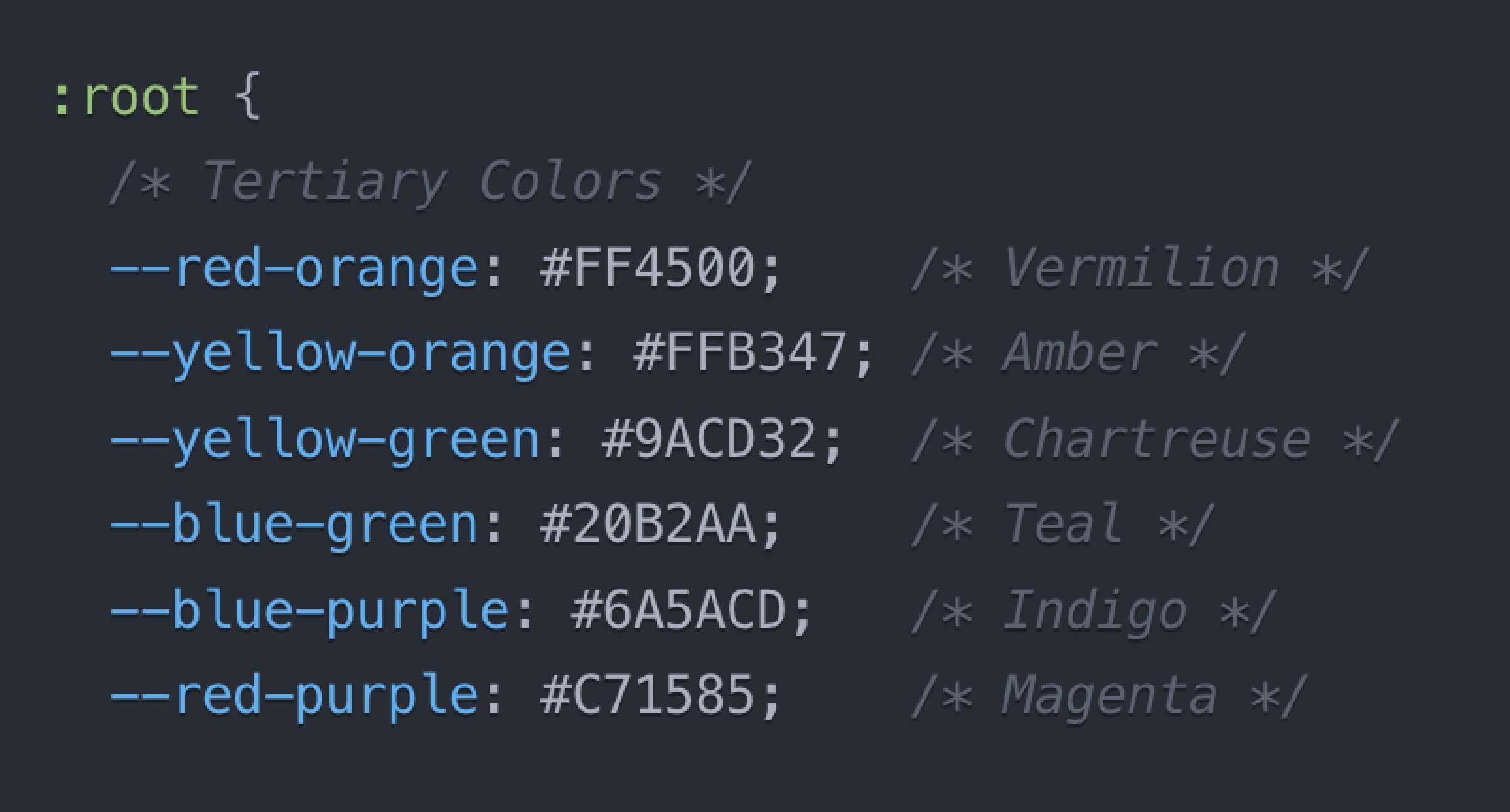 Tertiary Colors in CSS - tertiary colors