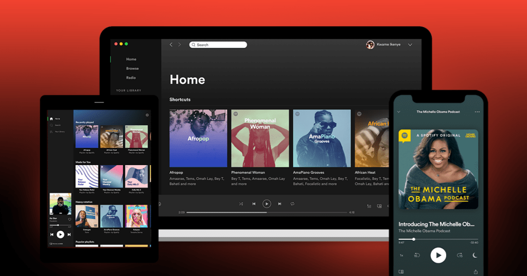 Spotify App and Homepage - Black Websites