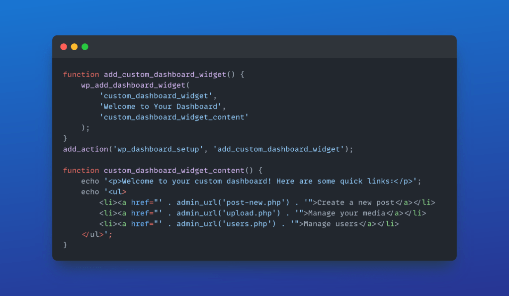 Customize the admin dashboard - WordPress backend