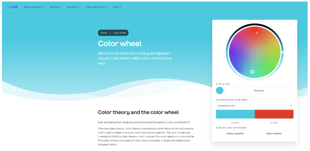 Canva Color Wheel - Complementary colors
