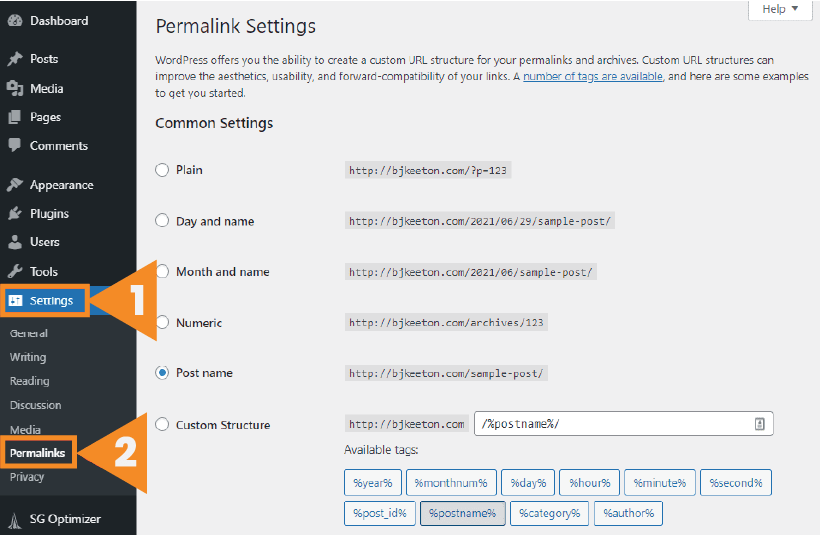 Configuring Permalinks - Convert Weebly to WordPress