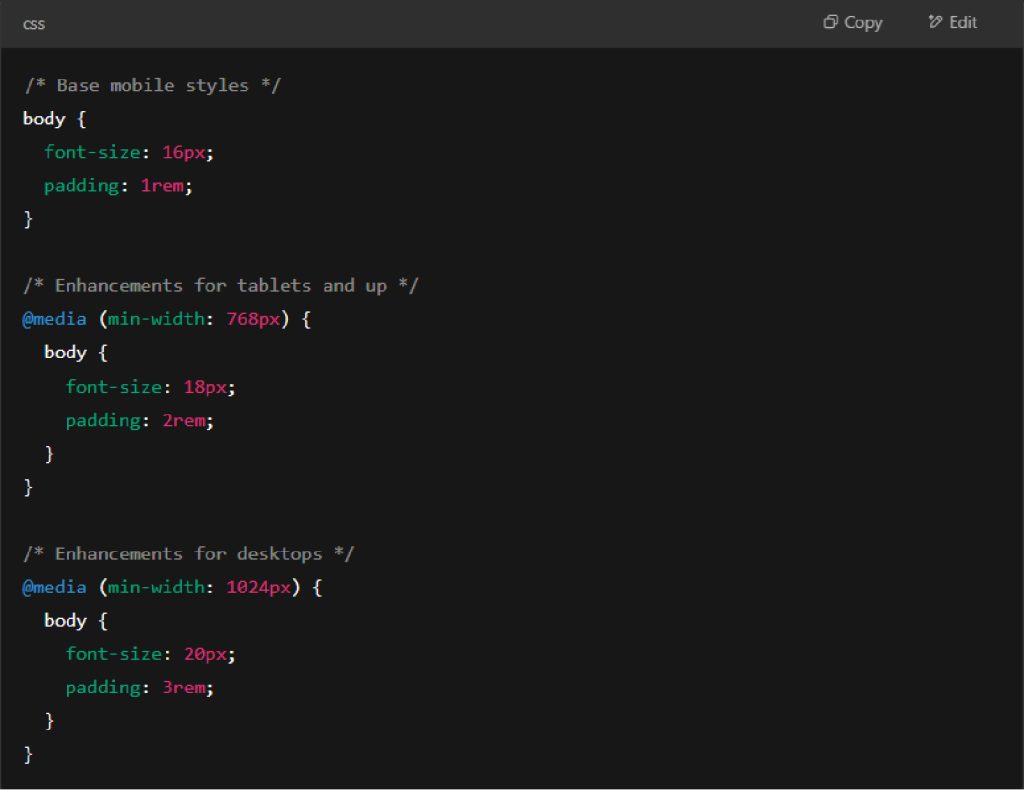 WordPress Mobile First Code